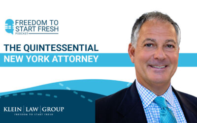 Joseph Sofur, New York attorney, featured on Freedom to Start Fresh podcast, with Klein Law Group branding.
